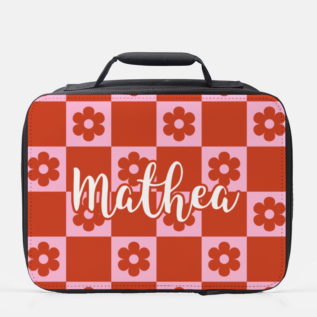 Personalized Checkered Print Lunch Box, Checker Lunch Bag, Back To Sch –  littlepaperies