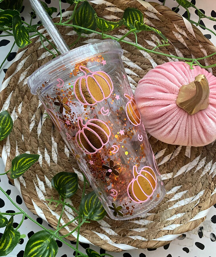 Pumpkin Iced Coffee Cup, Fall Coffee Cup, Iced Coffee Cup , Glass Cup With  Lid and Straw , Gifts for Women, Coffee Aesthetic 