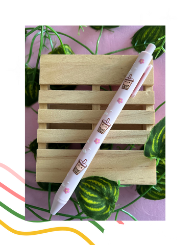 Floral Bubble Tea Print Pen