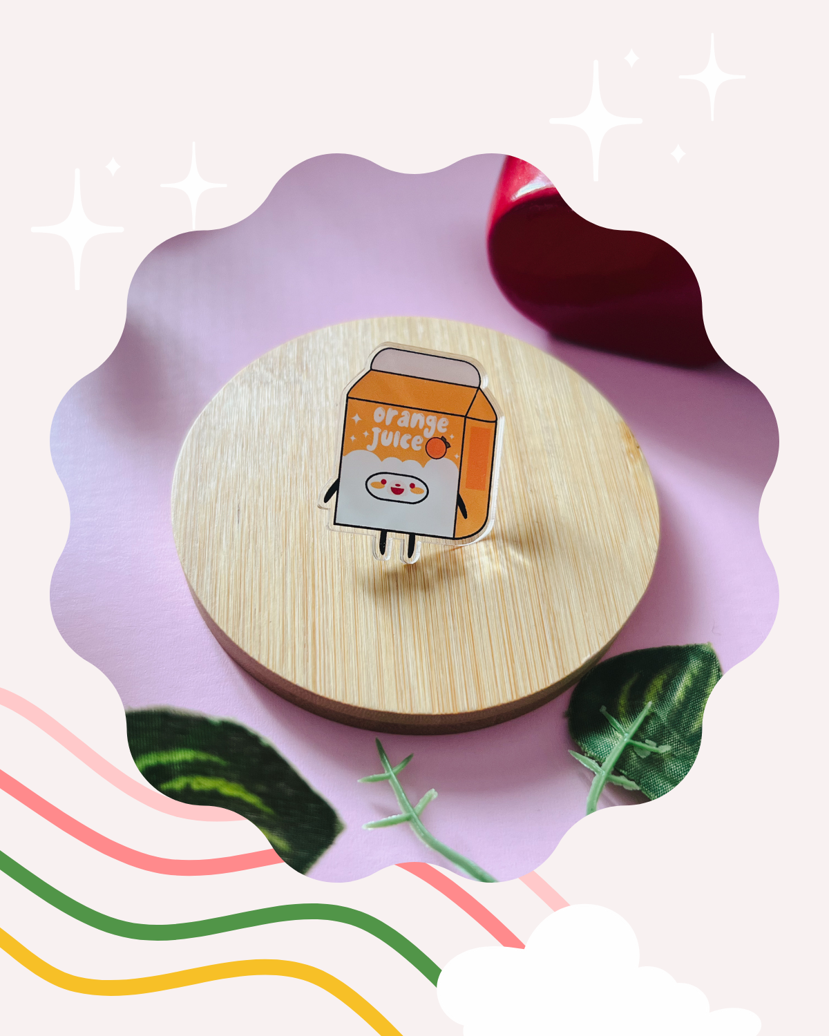 Orange Juice Carton Acrylic Pin