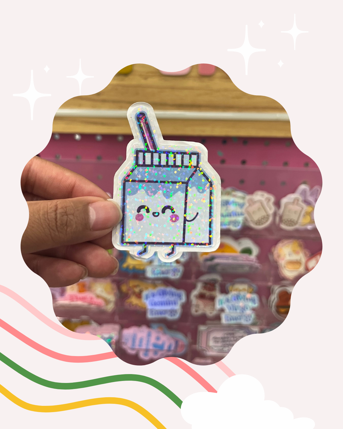 Milk Carton, Holographic Sticker, Handmade Sticker, Stickers, Kawaii M –  littlepaperies