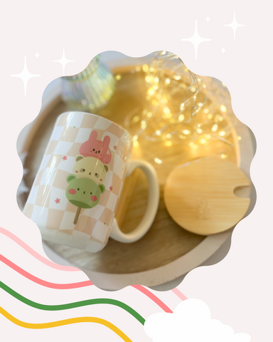 Kawaii Mochi Dog Mug with Lid