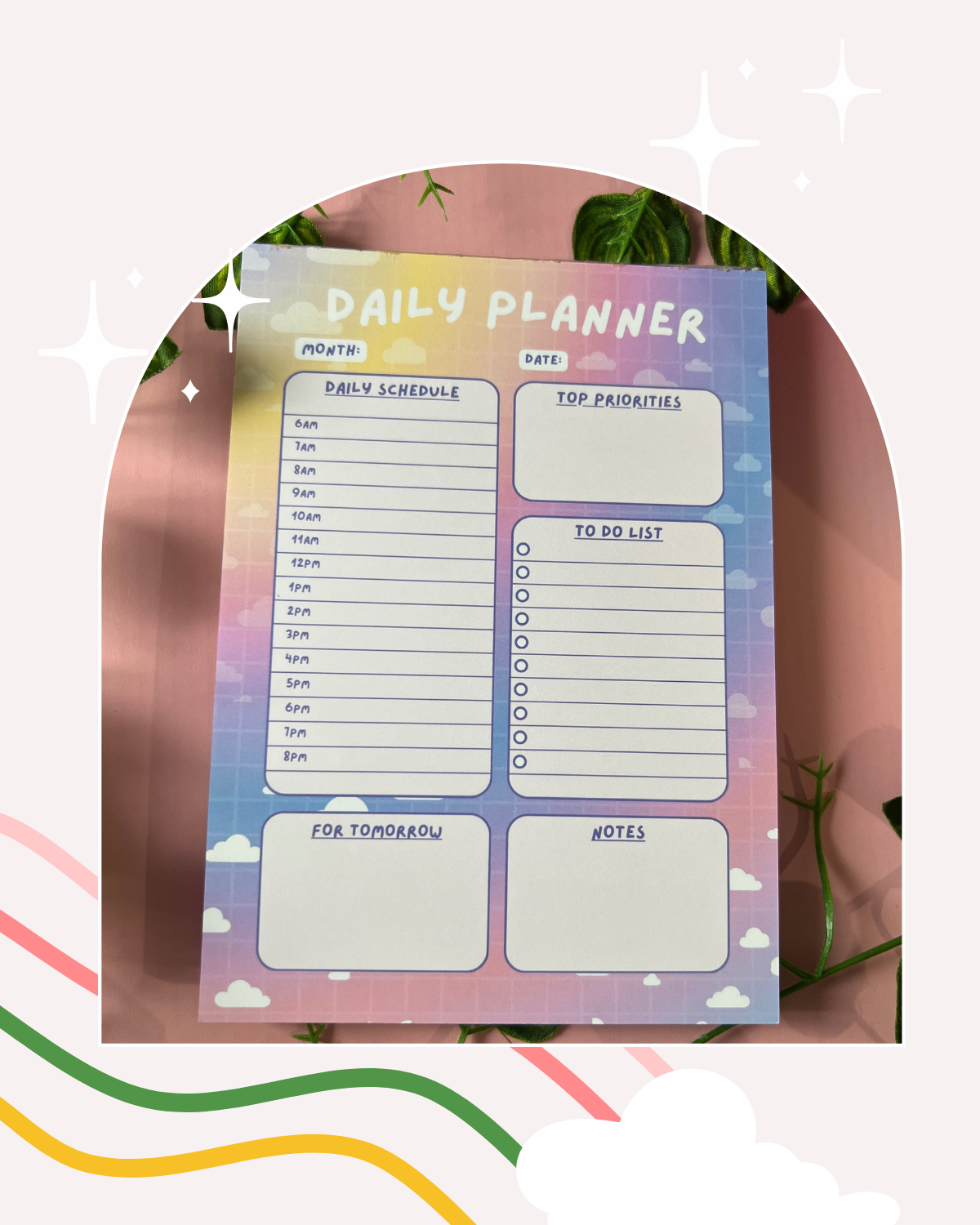 Daily Planner Cloud Notepad, 5x7 Notepad