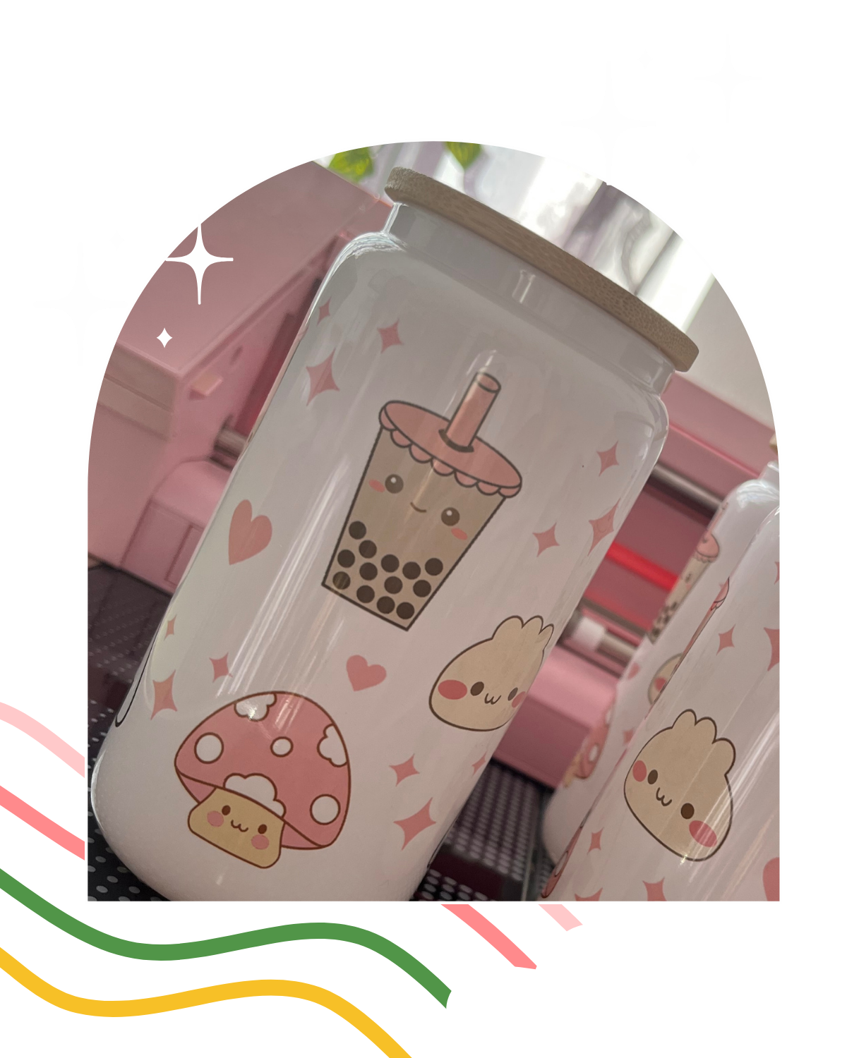 Bubble Tea Character Beer Can Glass