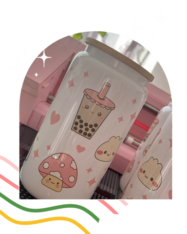 Bubble Tea Character Beer Can Glass