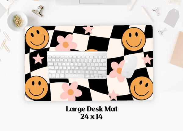Happy Print Desk Mat, 24x14 Large Desk Mat, Boss Babe, Office Decor, Home and Office, Custom Desk Accessory, Work From Home Gift, WFH