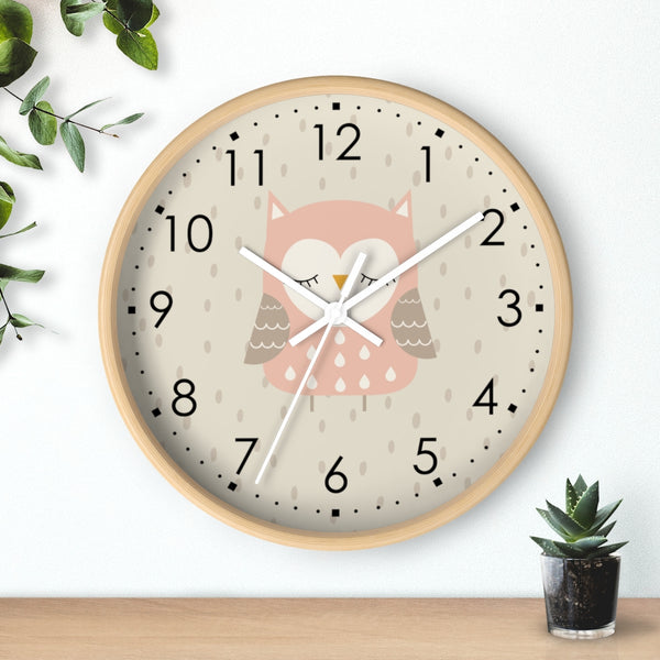 Owl Wall clock, Scandinavian Print Wall Clock, Kid's Wall Clock, Nursery Wall Clock, Decorative Clock