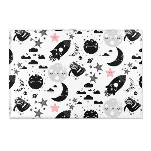 Monochrome Sloth Area Rugs, Area Rugs, Nursery Rugs, Kids' Area Rugs, Play Room Rug, Office Rug