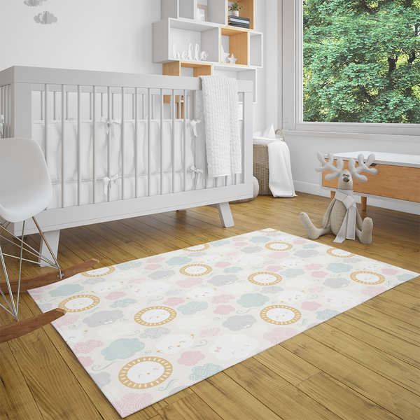 Cloud Area Rugs, Scandinavian Print Rug, Nursery Cloud Theme, Kids' Area Rug, Playroom Rug, Kids' Modern Decor, Children's Bedroom