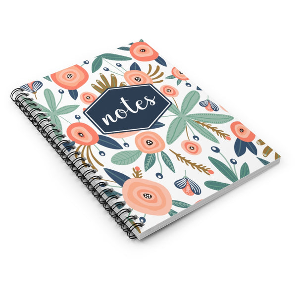 Floral Print Spiral Notebook - Ruled Line, Blank, Blank Notebook, Notebook, Planner Accessories, Desk Accessories, Back To School, Birthday Gift, Blank Notebook