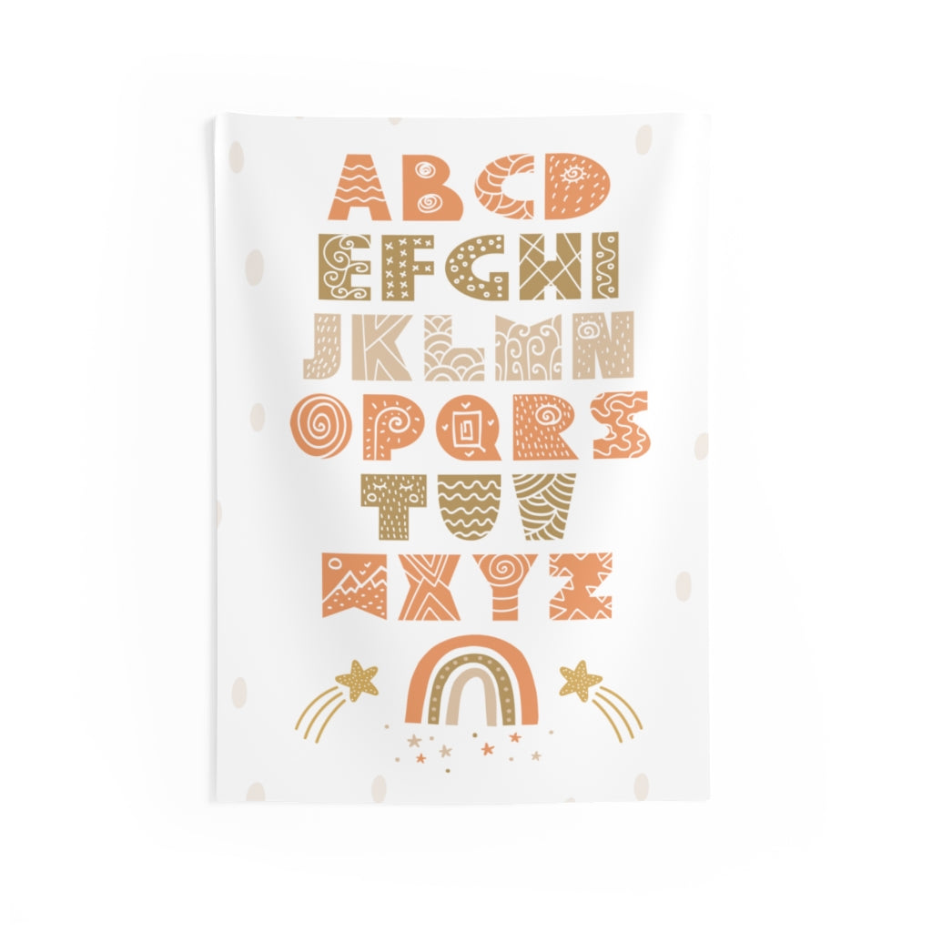 Alphabet Indoor Wall Tapestries, Wall Decor, Playroom Wall Decor, Nursery Wall Decor, Scandinavian Print, Wall Tapestry, ABC Decor