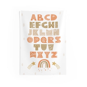 Alphabet Indoor Wall Tapestries, Wall Decor, Playroom Wall Decor, Nursery Wall Decor, Scandinavian Print, Wall Tapestry, ABC Decor