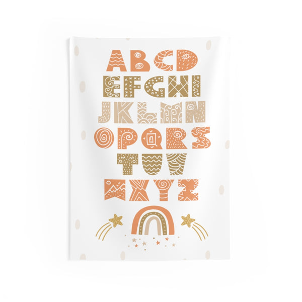 Alphabet Indoor Wall Tapestries, Wall Decor, Playroom Wall Decor, Nursery Wall Decor, Scandinavian Print, Wall Tapestry, ABC Decor