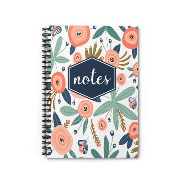Floral Print Spiral Notebook - Ruled Line, Blank, Blank Notebook, Notebook, Planner Accessories, Desk Accessories, Back To School, Birthday Gift, Blank Notebook