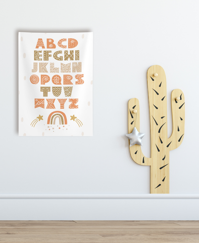 Alphabet Indoor Wall Tapestries, Wall Decor, Playroom Wall Decor, Nursery Wall Decor, Scandinavian Print, Wall Tapestry, ABC Decor