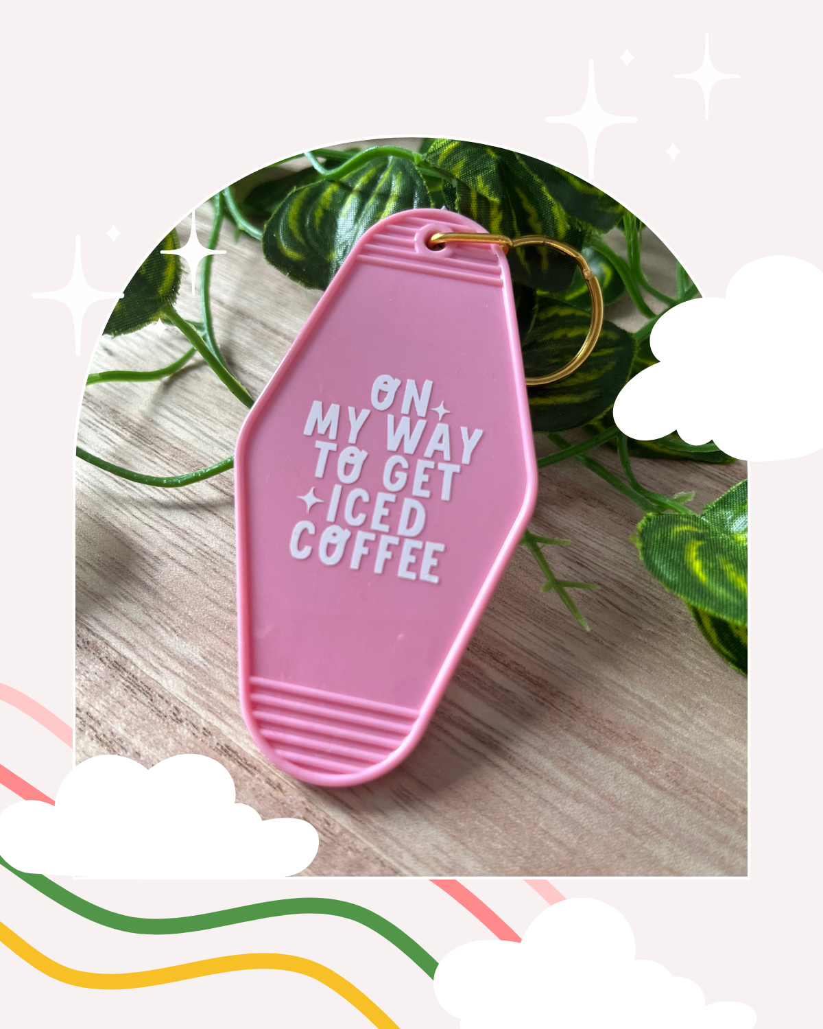 Motel Keychain, Iced Coffee Keychain, Coffee is Life, Trendy Gift