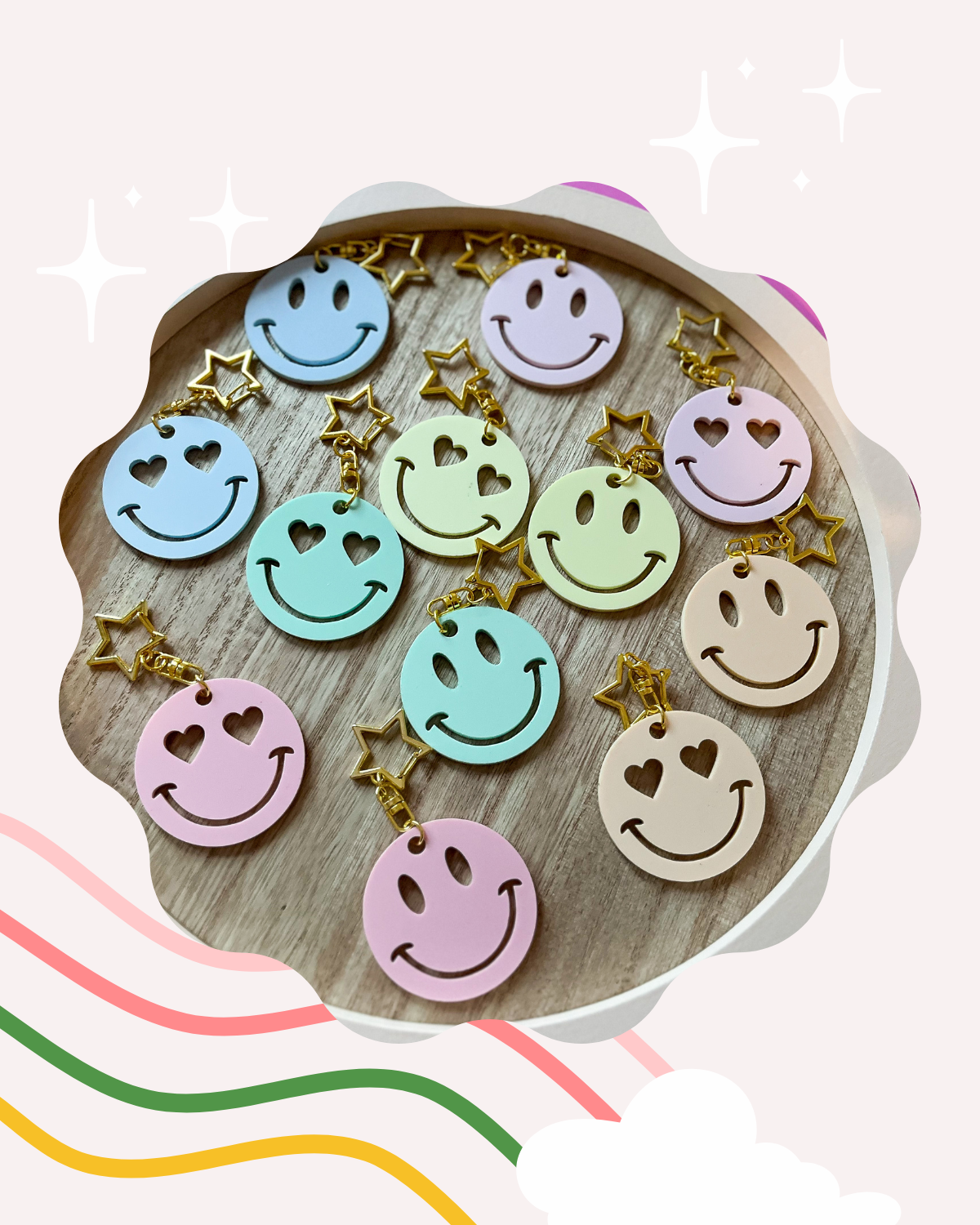 70's Happy Face Keychain