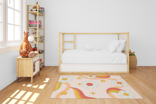 70s Rainbow Area Rugs, Rainbow Rug, Rainbow Print Area Rug, Nursery Rug, Kid's Rug, Scandi Rainbow Rug, Retro Rainbow Print Rug