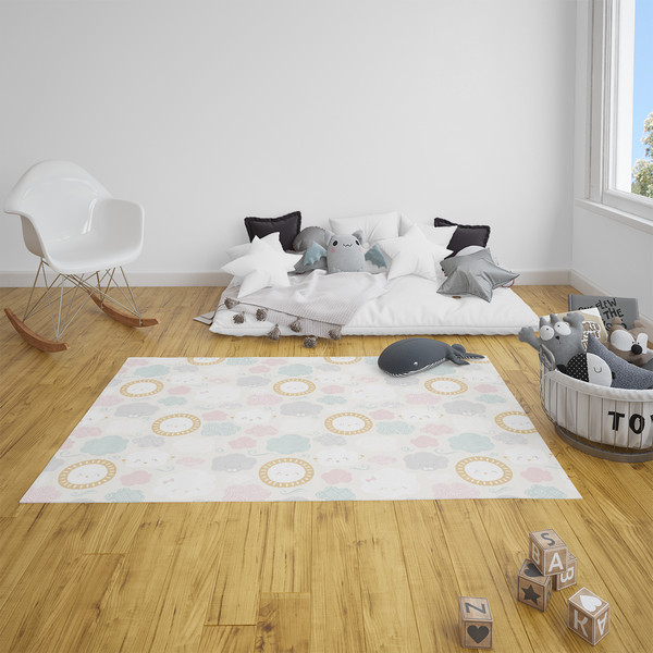 Cloud Area Rugs, Scandinavian Print Rug, Nursery Cloud Theme, Kids' Area Rug, Playroom Rug, Kids' Modern Decor, Children's Bedroom