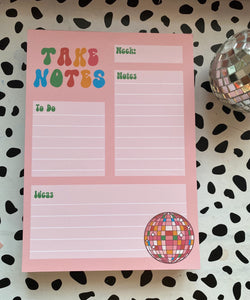 Take Notes, Positive Notepad, 5x7, Memopad, Notes, Stationery, Positivity Notepad, Self Love Gift, Stationery Lover, Gift, Notepad