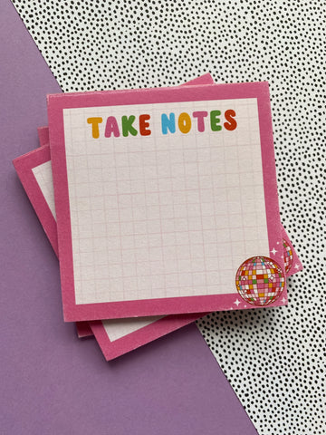 Disco Notepad, Notes, Take Notes Notepad, Desk Accessories, School Supply, Office Supply, Planner Girl, Cute Stationery, Stationery, Planner