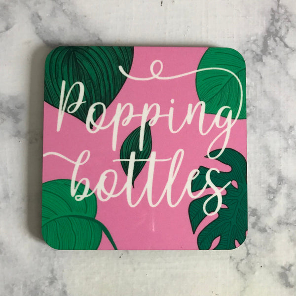 Happy Girl Coasters - 5 Set Cork Bottom Coasters
