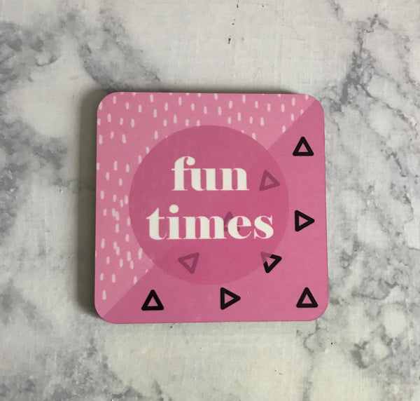 Happy Girl Coasters - 5 Set Cork Bottom Coasters