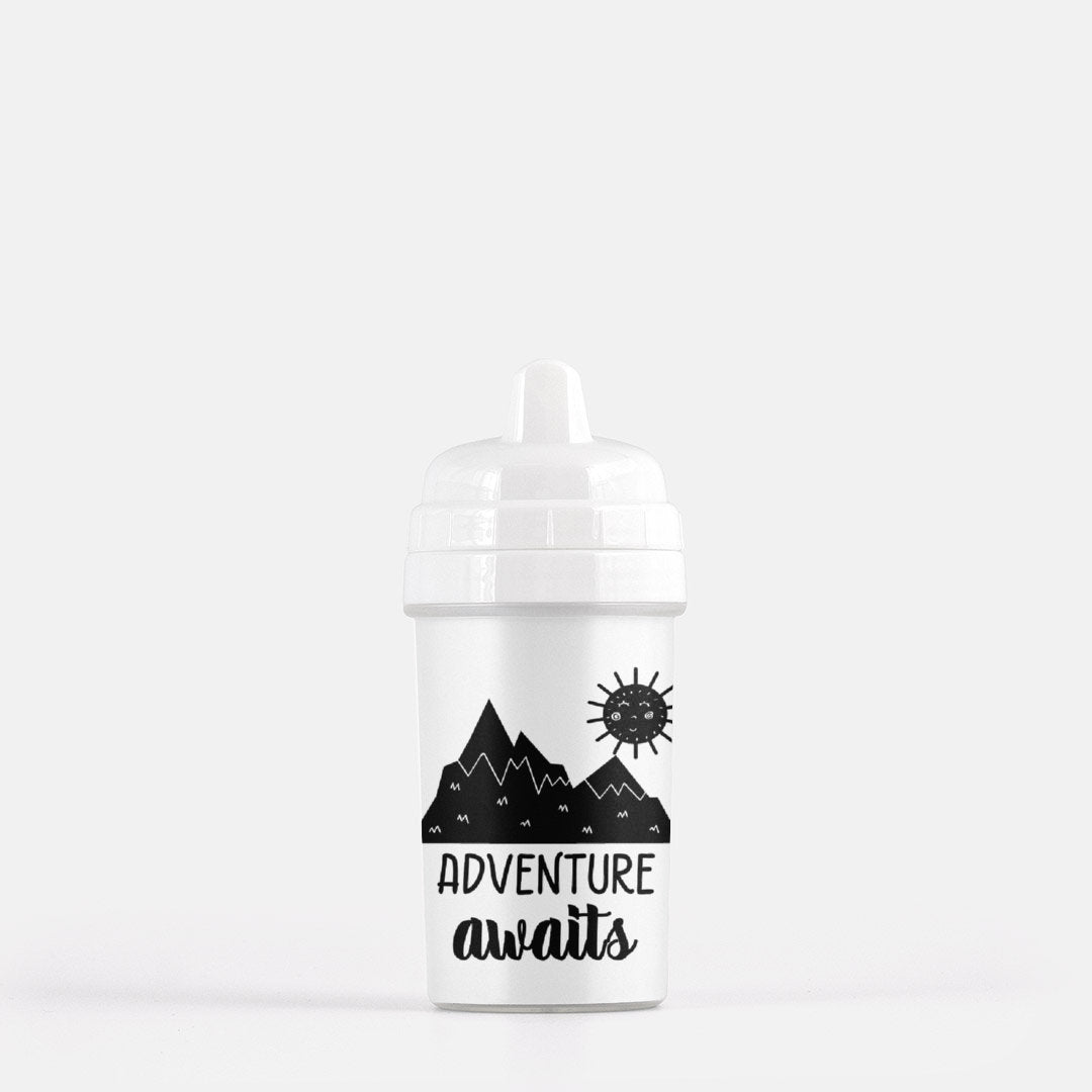 Products Adventure Awaits Sippy Cup, Personalized Sippy Cups, Custom Sippy Cups, Baby Shower Gift, First Birthday Gift, Toddler Sippy Cup, Monochrome