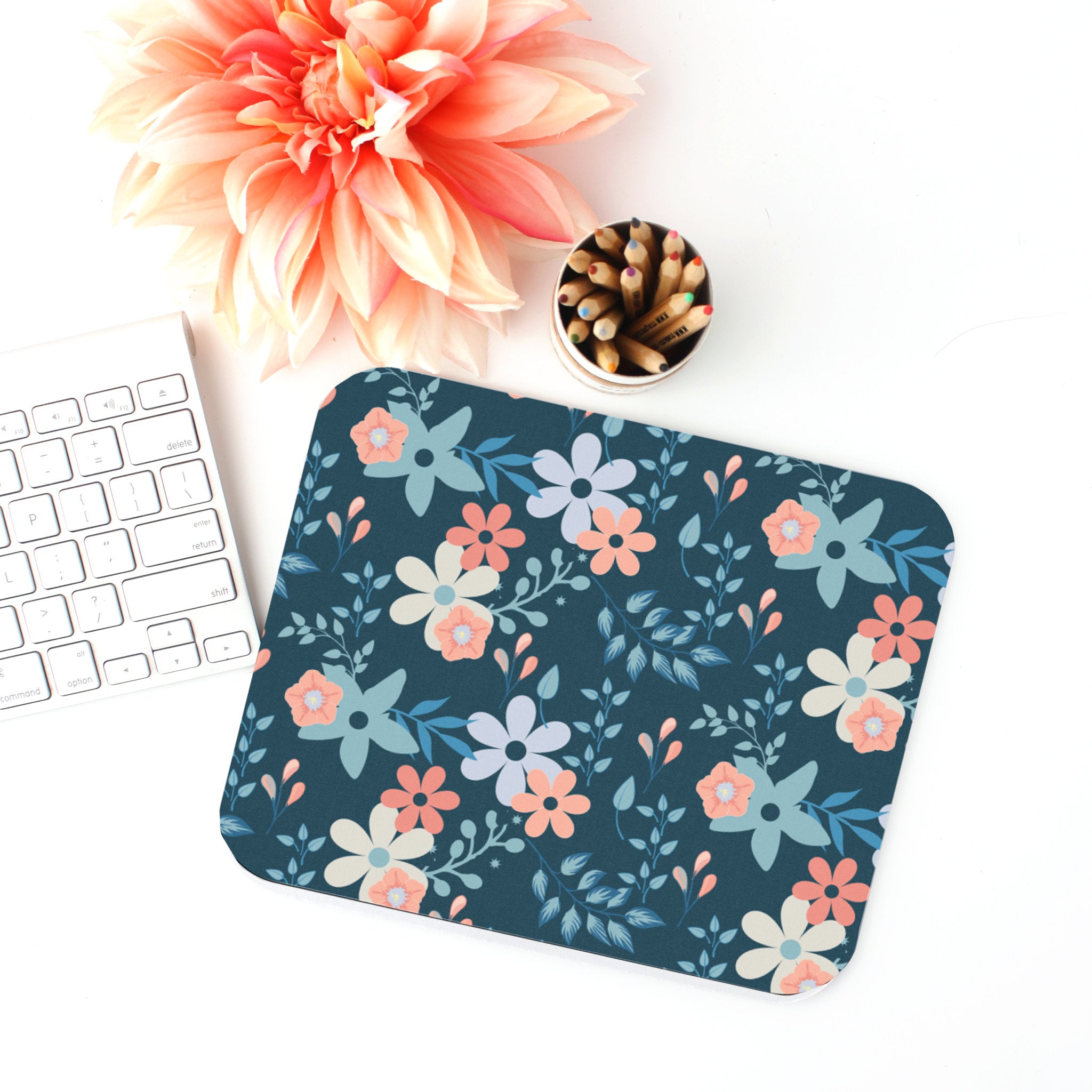 Floral Mouse Pad, Desk Accessories, Office Decor for Women, Funny Office Gifts,Co-worker Gift, Work From Home Gift, WFH