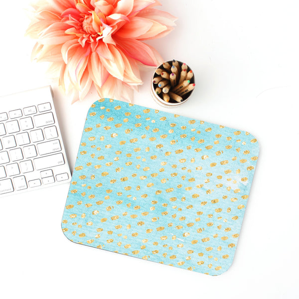 Sparkly Gold, Teal, Mouse Pad, Desk Accessories, Office Decor for Women, Funny Office Gifts, Co-worker Gift, Work From Home Gift, WFH