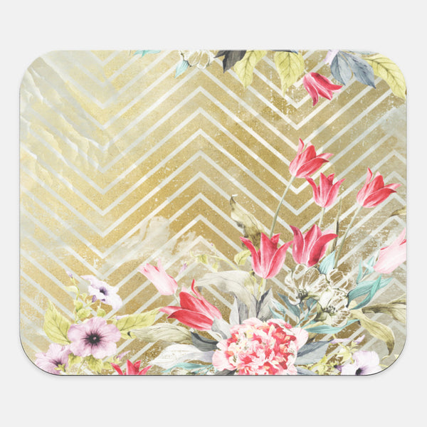 Floral Chevron Mouse Pad, Desk Accessories, Office Decor for Women, Office Gifts, Dots Print Mouse Pad, Co-worker Gift, Work From Home Gift