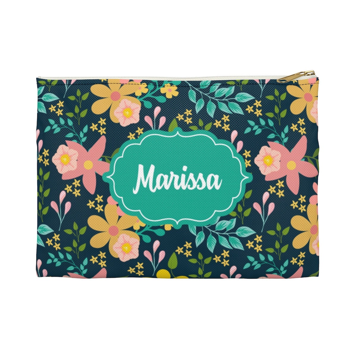 Personalized Floral Accessory Pouch, Custom Accessory, Personalized Makeup Bag, Back To School, Graduation Gift, Pencil Pouch, Makeup Pouch