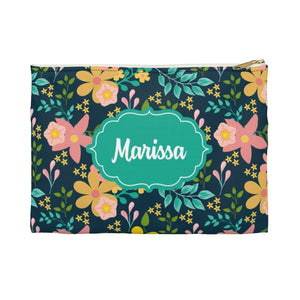 Personalized Floral Accessory Pouch, Custom Accessory, Personalized Makeup Bag, Back To School, Graduation Gift, Pencil Pouch, Makeup Pouch