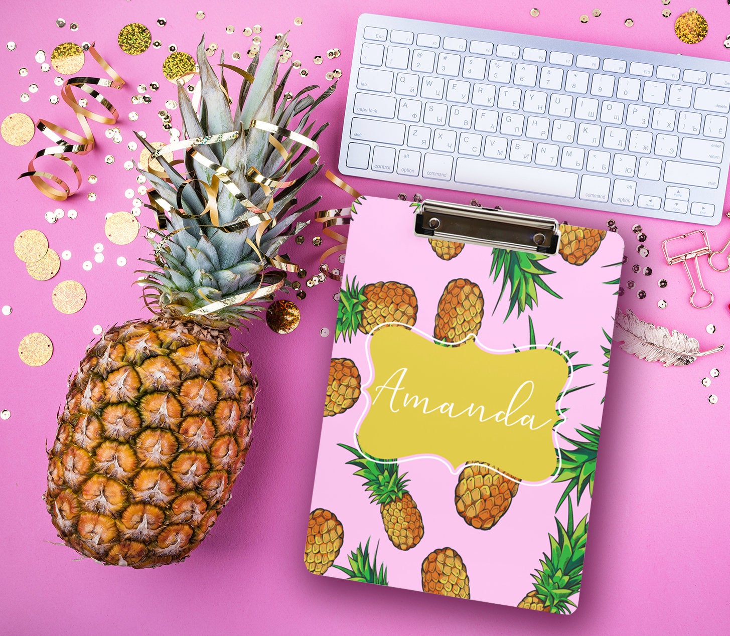 Pineapple Clipboard, Personalized Teacher Clipboard - Personalized Clipboard - Custom Clipboard - Custom Teacher Gift, Work From Home Gift