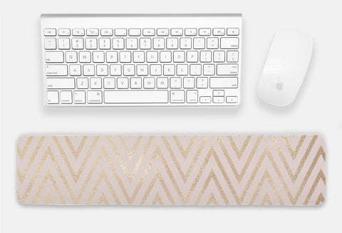 Gold Chevron Print Keyboard Wrist Rest, Wrist Rest, Keyboard Wrist Pad,Custom Desk Accessory, Teacher Gift, Work From Home Gift, WFH