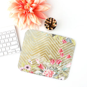 Floral Chevron Mouse Pad, Desk Accessories, Office Decor for Women, Office Gifts, Dots Print Mouse Pad, Co-worker Gift, Work From Home Gift