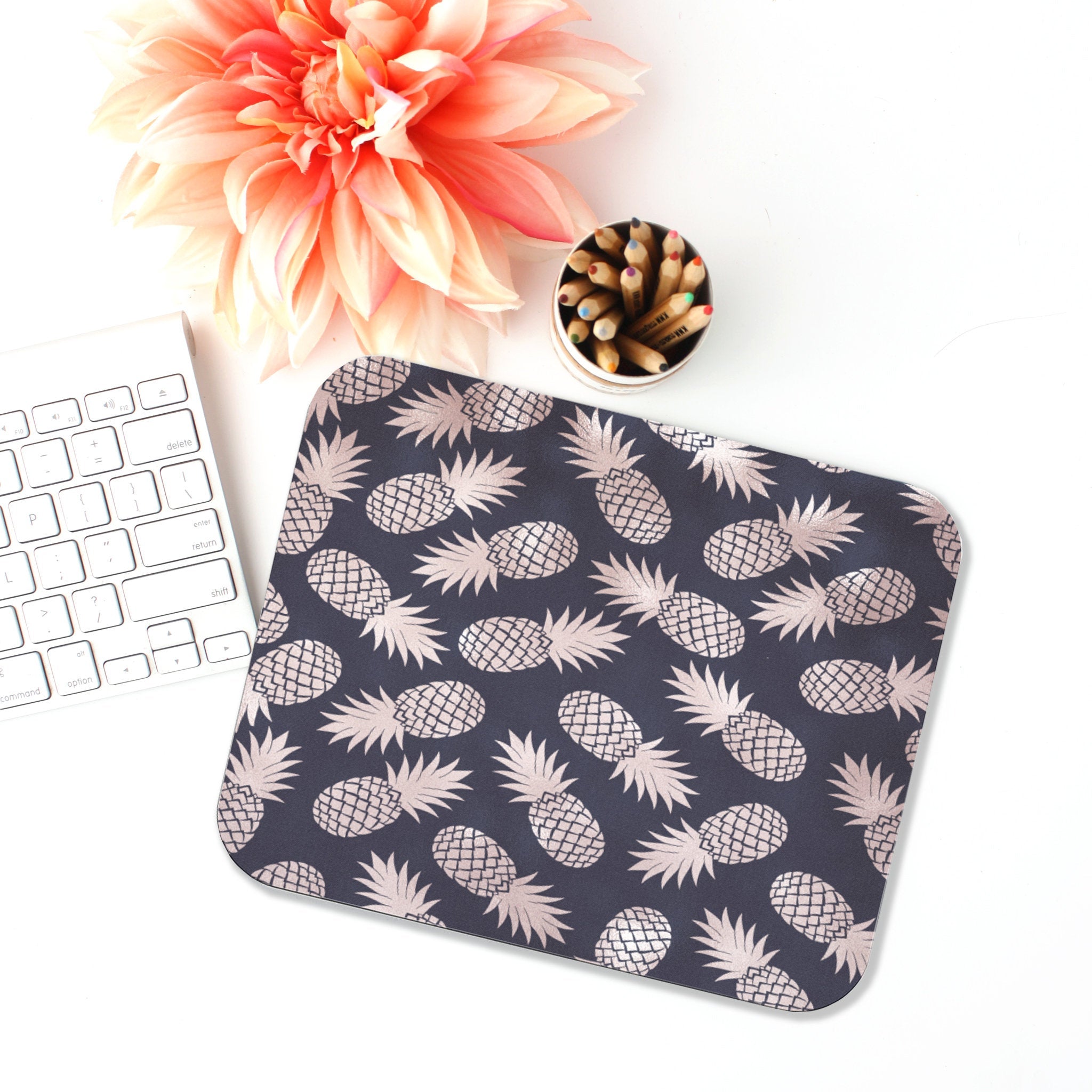 Pineapple Print Mouse Pad, Desk Accessories, Office Decor for