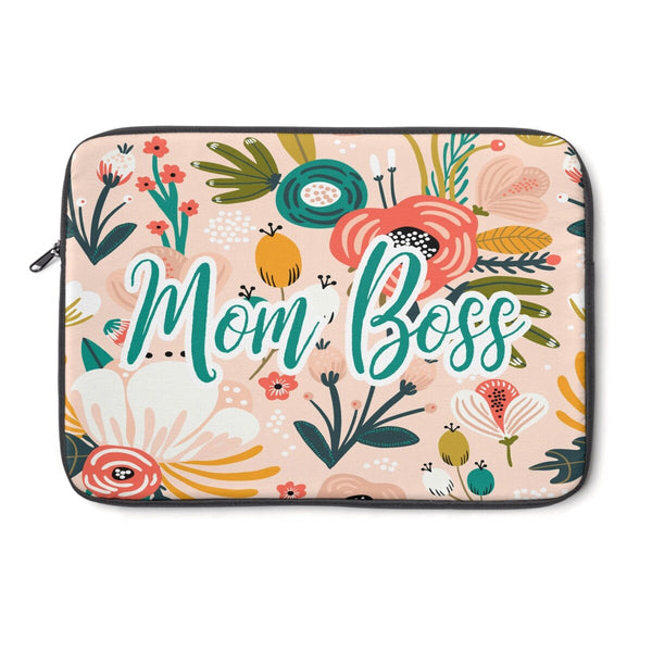 Mom Boss Laptop Sleeve, Laptop Cover, Office Supply, Desktop Accessories, Laptop Accessories, Floral Accessories, Work From Home Gift, WFH