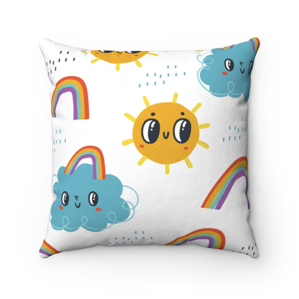 Sunshine Print Square Pillow Case, Rainbow Nursery, Cloud Nursery, Nursery Decor, Kids Decor, Pillow Cover, Pillow Case, Owl Pillow Case