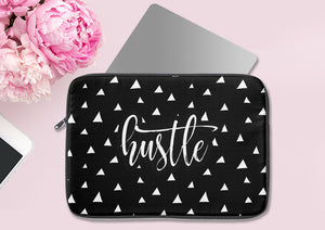Hustle Laptop Sleeve, Laptop Cover, Office Supply, Desktop Accessories, Laptop Accessories, Monochrome Office, Work From Home Gift, WFH