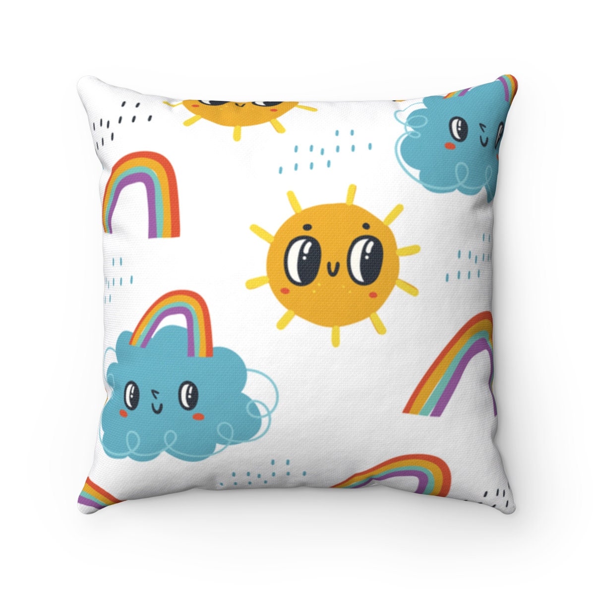 Sunshine Print Square Pillow Case, Rainbow Nursery, Cloud Nursery, Nursery Decor, Kids Decor, Pillow Cover, Pillow Case, Owl Pillow Case