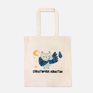 Owl Personalized Tote Bag, Custom Monogrammed Boys Book Bag, Owl Tote Bag, Kindergarten Bag, Book Bag, Halloween Tote, Owl Lover, Owl Gift