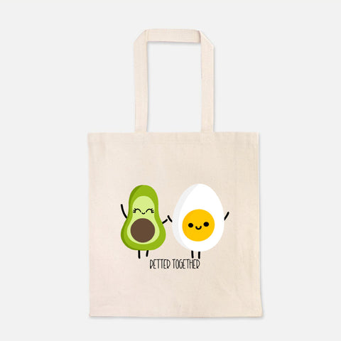 Avocado and Eggs Tote Bag, Book Bag, Tote Bag, Kindergarten Bag, Book Bag, Kawaii Bag, Eggs and Avocado, Tote Bags