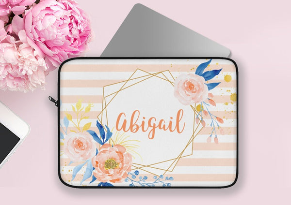 Personalized Laptop Sleeve, Floral Laptop Sleeve, Laptop Cover, Office Supply, Desktop Accessories, Laptop Accessories, Work From Home Gift