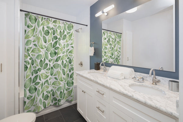 Leaf Print Shower Curtains, Nature Print, Shower Curtains, Bathroom Shower Curtains, Home Decor, Bathroom Decor, Tropical Print, Minimalist
