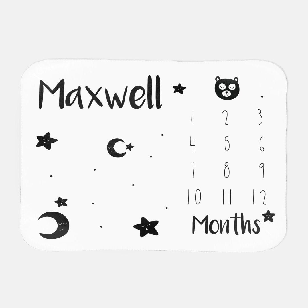 Personalized Baby Monthly Milestone Blanket, Calendar Photo Prop, Track Growth, Age, Watch Me Grow, Simple, Boy, Shower Gift, 30x40 Sherpa