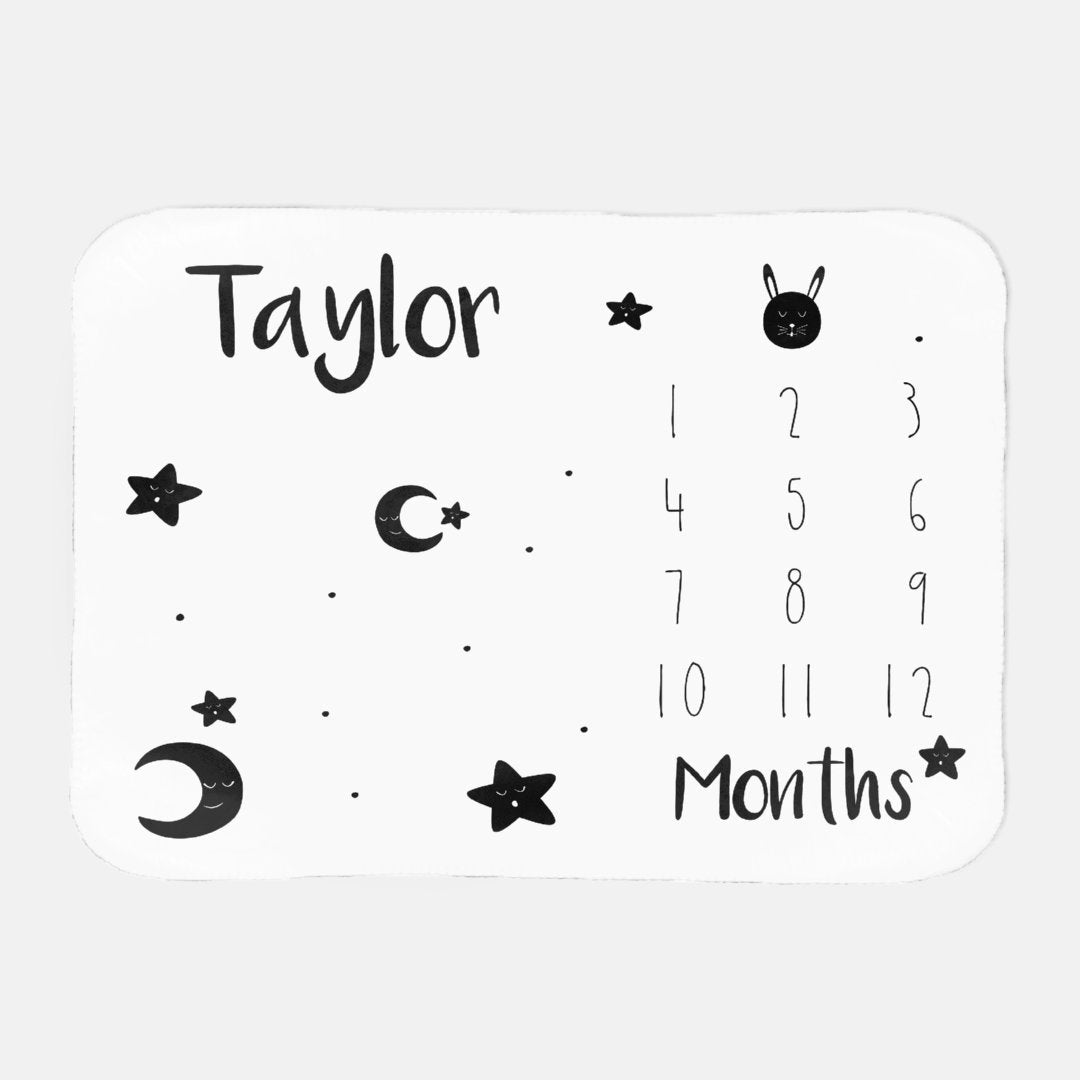 Personalized Baby Monthly Milestone Blanket, Calendar Photo Prop, Track Growth, Age, Watch Me Grow, Floral, Boy, Shower Gift, 30x40 Sherpa