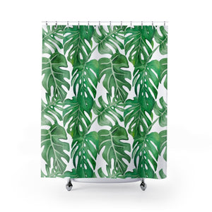 Tropical Leaf Shower Curtains, Monstera Print, Shower Curtains, House Warming Gift, Moving Gift, Bathroom Decor, Modern Bath Decor