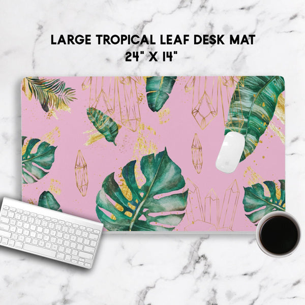 Large Tropical Leaf Desk Mat, Planner Desk Accessories, Boss Babe, Office Decor, Home and Office, Custom Desk Accessory, Work From Home Gift