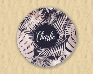 Palm Print Rounded Beach Towels, Round Beach Towel, Round Beach Blanket, Round Yoga Towel Mat, Round Picnic Blanket, Round Picnic Mat